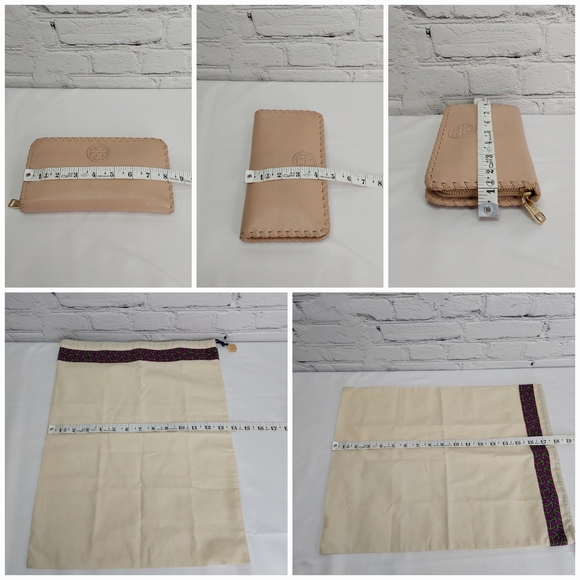 TORY BURCH MARION CONTINENTAL LEATHER WHIPSTITCH DETAIL WALLET & DUST BAG - Picture 15 of 16